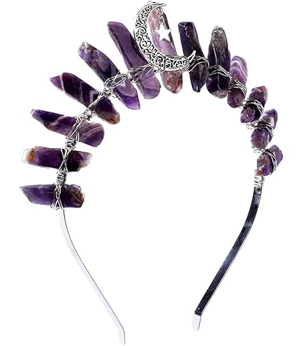 Amazon.com : Bubbmi Women Raw Crystal Amethyst Headband with  display picture 3