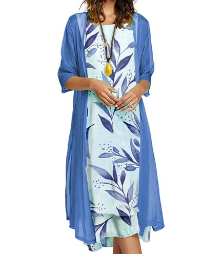 LOAIHA Womens Floral Flowy Midi Dress with Jacket 2 Piece Set Purple 3/4 Sleeve Summer Cocktail Wedding Guest Chiffon Dress Purple Small at Amazon Women's Clothing store