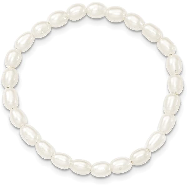 Bracciale Elastico In Perle D'Acqua Dolce Naturali Bianche 7-8mm - Lunghezza 7.5 Pollici - Foto 6