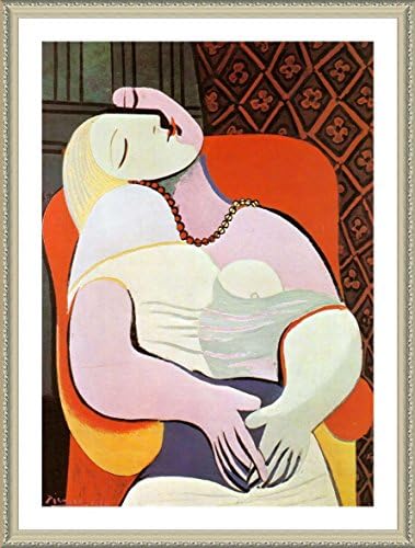 Alonline Art The Dream Pablo Picasso Biege FRAMED POSTER (Print on 100% Cotton CANVAS on foam board) - READY TO HANG | 15"x20" | Frame Framed Paints Wall Art Pictures Framed Posters Framed Print