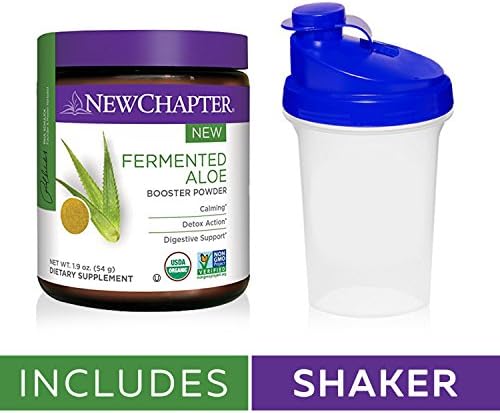 New Chapter Organic Aloe Powder – Fermented Aloe Booster Powder for Calming + Detox Action + Digestive Support – 45 Servings with Shaker Cup