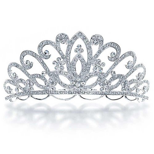 Bridal flower tiara headpiece crystal rhinestone gold plated