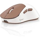 hunart H6 49g Wireless Mouse, Bluetooth &amp; 2.4GHz, Rechargeable,Mocha Brown | Silent Clicks, Two Ways to Connect, USB-C Charging, Lightweight Right-Hand Ergonomic Comfort, for Laptop, MacBook, Computer