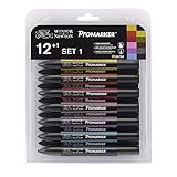 Letraset Pro Marker Blending Set 1, Twin-Tip, 12-Pack
