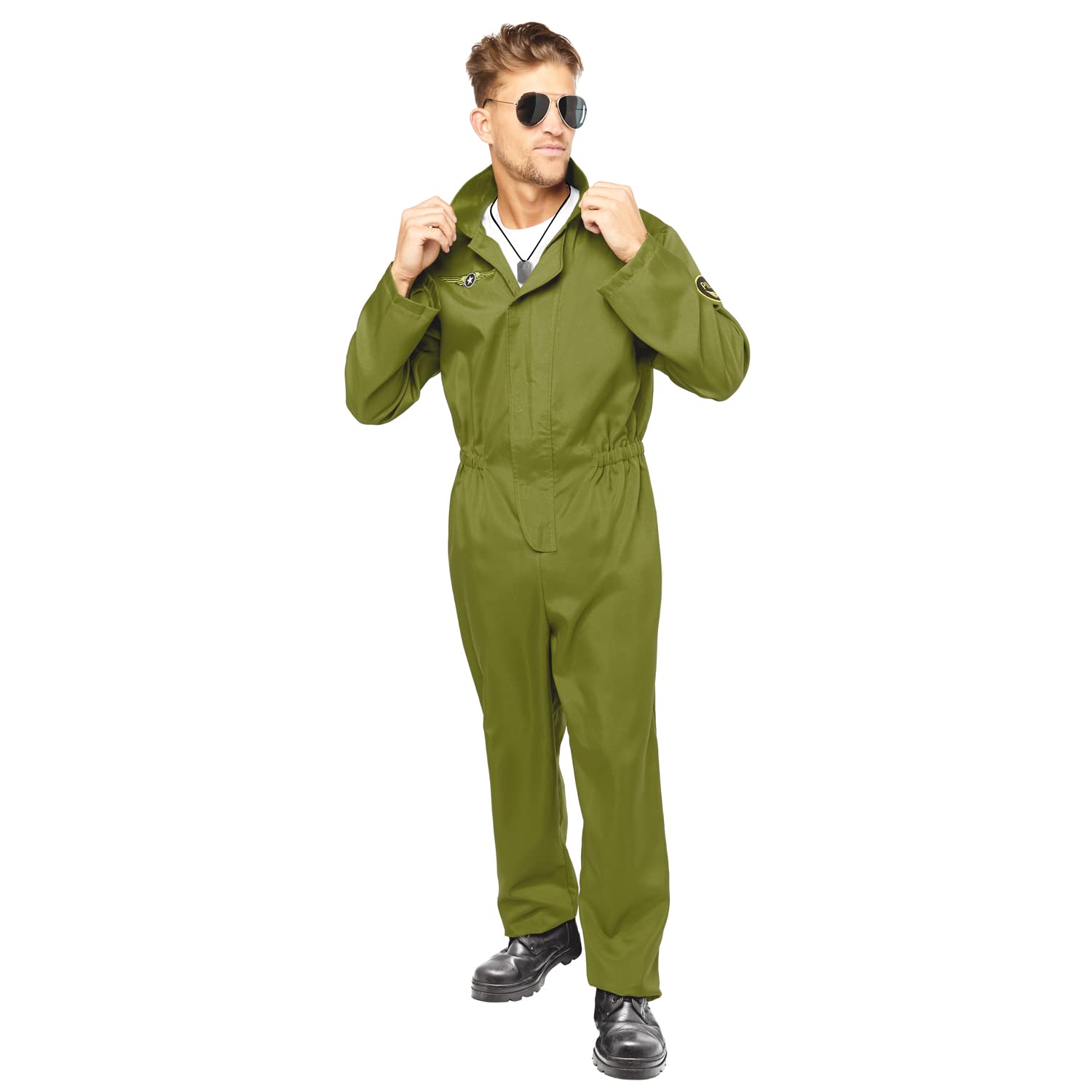 (PKT) (9907029) Adult Mens Pilot Jumpsuit Costume (Large)