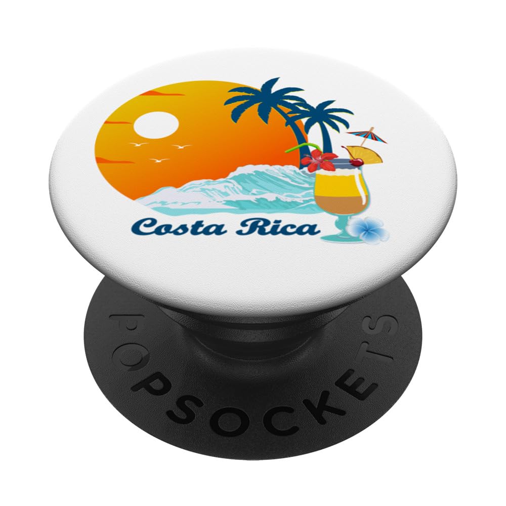 Costa Rica Palm Trees Cocktail Beach Life Resort Souvenir PopSockets Swappable PopGrip