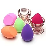 [7-Pack] O'Vinna Makeup Sponge and Powder Puff Sponge Support Display Stand (5Pcs Makeup Blender Sponges + 2Pcs Sponge Holder, Rose Gold)