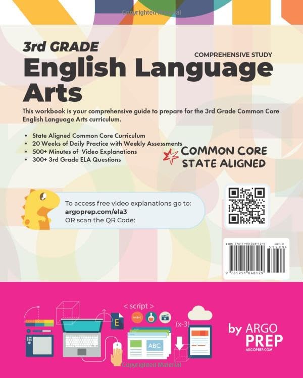 3rd Grade Common Core ELA (English Language Arts): Daily Practice Workbook | 300+ Practice Questions and Video Explanations | Common Core State ... Standards Aligned (NGSS) ELA Workbooks)