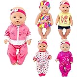 ebuddy Total 5 Sets Baby Doll Clothes Include Bikini Rompers for 43cm New Born Baby Dolls, 15 inch Bitty Baby Doll