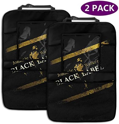2 Pack Johnnie Walker Car Backseat Organizer Protectors Kick Mat with Clear 9.5" Tablet Holder Multi-Pocket Travel Storage Bag for Kids Toy Bottle Drink Vehicles Travel Accessories