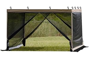MQoutdoor 10x10 Mosquito Netting for Straight Leg Canopy, Pop up Tent Mesh Screen Side Walls, with Zipper Door and Widen Wind Deflector, only Netting Excluding Tent Frame and Top