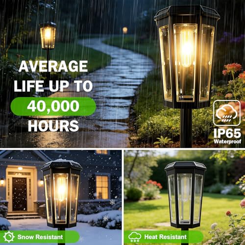 A.bigwhale Outdoor Solar Lamp for Garden, Waterproof Bright Solar Lights Outdoor, 4 Pieces Solar Light for Outdoor Paths Patio Terrace Lawn Walkway