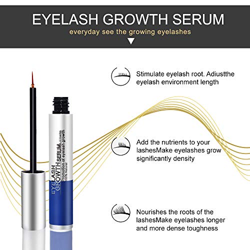 Eyelash Growth Serum, Eyelash Enhancer Lash Booster Eyebrow Growth Serum for Long, Luscious Lashes and Eyebrows-Irritation Free Formula(5ml) Blue