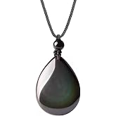 Apache's Tears Obsidian Water Drop Pendant Silent Guarding Mens Energy Necklace