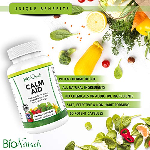 Bio Naturals Calm Aid Stress Relief Supplement Herbal Blend with