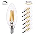 LAKES E12 LED Bulb Dimmable, 4W 2700K Soft White 350LM, 40W Equivalent LED Candelabra Bulbs, C35 Clear Glass Torpedo Shape Bullet Top, 360° Beam Angle, 6-Pack