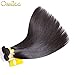 Ossilee Straight Hair Bundles with Closure Brazilian Virgin Hair Three Part Lace Closure with Bundles 8a Straight Hair with Closure (16 18 20+14 Three Part Closure, Natural Color)