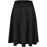 EIMIN Women's Basic Versatile Stretchy Flared Casual Midi Skater Skirt (S-3XL)