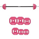 RitFit Adjustable Barbell Weight Set with Padded Bar for Home Gym | Rubber Plates with Easy-Grip Design, Cushioned Bar with Clamp Collars, Adjustable Weight for Strength Training