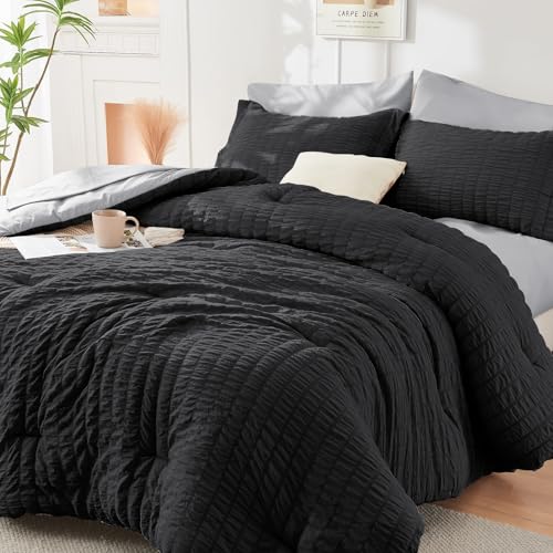 HYMOKEGE Seersucker 7 Piece Comforter Set King