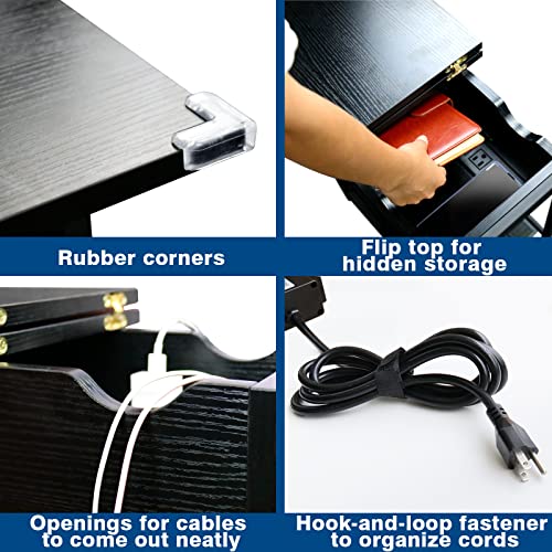 SAUCE ZHAN Sofa Side Table with USB Ports and Outlets, Narrow End Table