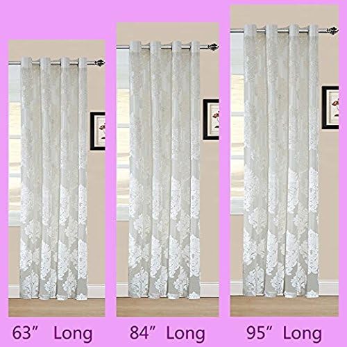 2 Panel 95 inch Long x 51 inch Wide Sheer Curtains Drapery Light Filtering Window Treatments for Baby Kids Living Room Bedroom (51 inch Wide x 95 inch Long, White Cream A)