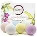 Vegan, Organic Bath Bombs Set :: 6 Bath Fizzies, 100% Natural with Moisturizing, Fragrant Essential Oils :: Jumbo 4.2 Oz. Size, Gift Boxed with Bonus Pumice Stone by Kalooi