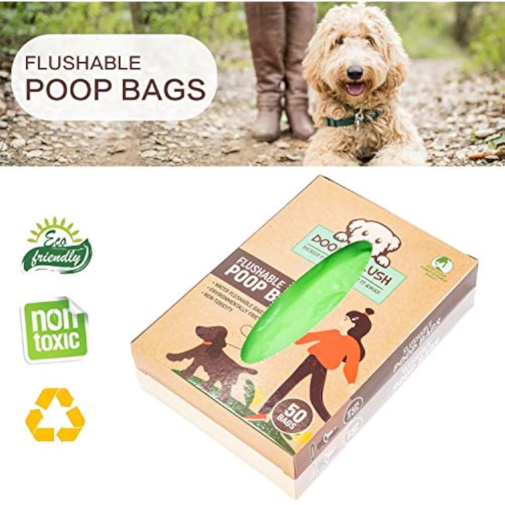 Doodie Flush Dog Poop Bag (Box Of 50 Poop Bags For Dogs) Flushable 100