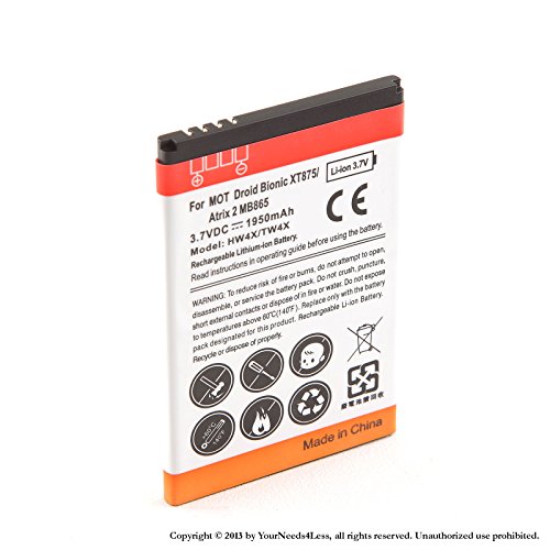 YN4L® 1950mAh battery for Motorola Droid Bionic Targa 4G; Motorola Atrix 2 MB865 YN4L® 1950mAh battery for Motorola Droid Bionic Targa 4G; Motorola Atrix 2 MB865