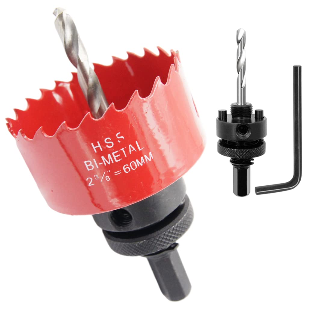 LAIWEI 2.36 Inch Hole Saw, 60mm Hole Cutter, A2 Heavy Duty Mandrel, Compatible with Most Bi-Metal Hole Saws, Ideal for Wood, Plastic, Metal, PVC — image 1