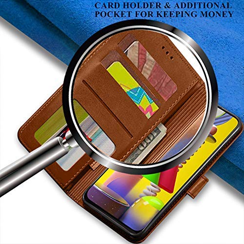 TheGiftKart Genuine Leather Finish Samsung Galaxy A21s Flip Cover Back Case | Inside Pockets & Inbuilt Stand | Wallet St