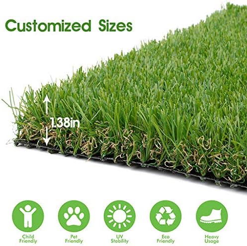 Realistic Thick Artificial Grass Turf -Indoor Outdoor Garden Lawn Landscape Synthetic Grass Mat - Thick Fake Grass Rug 11FTX20FT
