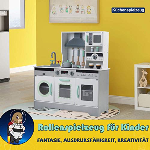 Kinderküche Spielküche Holz Kinderspielküche Kinder Spielzeug Miniküchen Holzküche Küchenspielzeug Set Kitchen Holzküche… – Bild 4