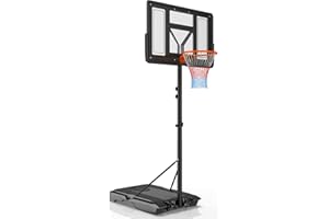 DUSACOM Standard Frame Large Basketball Hoop, Outdoor Adjustable 10ft Portable System with 44" Backboard & Wheels, Ideal for Kids, Youth, and Adults in Backyard/Court/Driveway