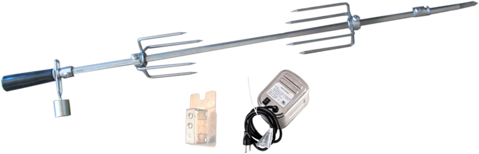 SUNSTONE P-RK-5B 304 SS 5-Piece Rotisserie Kit with Mounting Brackets Burner Grill, 42-Inch