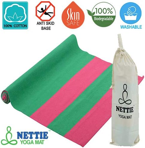 Nettie Organic Rubber Base Handloom Cotton Anti - Skid Yoga Mat