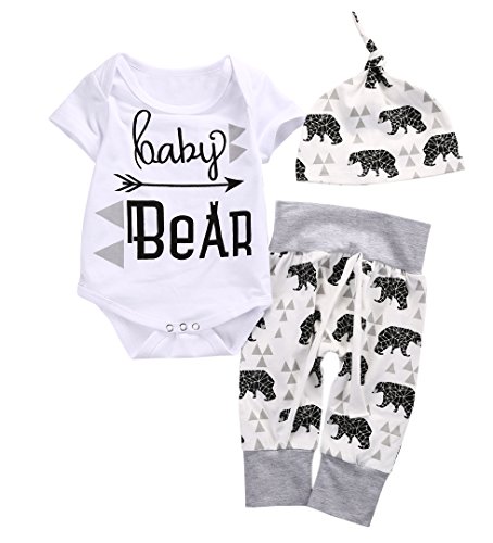 Baby Boys Girls Top Romper Pant Hat Outfits Sleepwear Nightwear Pyjamas Costume