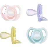 Tommee Tippee Ultra-Light Silicone Pacifier, 6-18 Months, Symmetrical One-Piece Design, BPA-Free Silicone Binkies, Pink/Viole