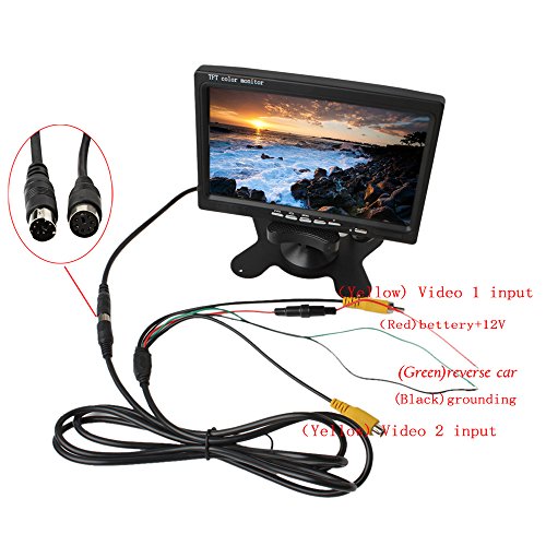 ePathChina® 7" TFT LCD Color 2 Video Input Car RearView Headrest Monitor DVD VCR Monitor With Remote and Stand & Support Rotating The Screen