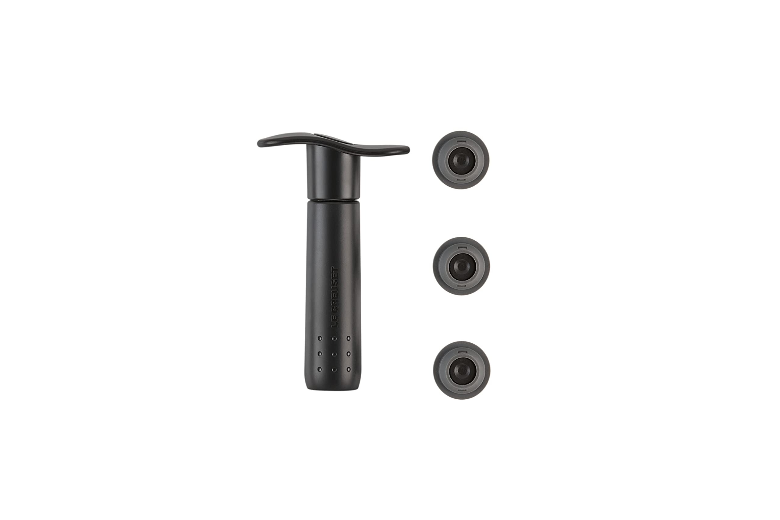 Le Creuset Plastic Wine Pump with 3 stoppers, WA 137, Matte Black, 49200000008200