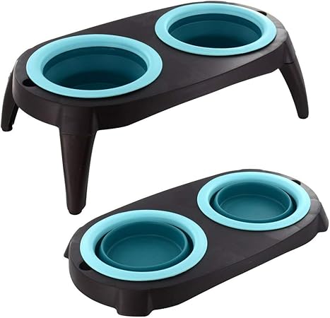collapsible raised dog bowl