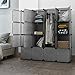 LANGRIA 16 Cube Organizer Stackable Plastic Cube Storage Shelves Design Multifunctional Modular Wardrobe Cabinet with Hanging Rod for Clothes Shoes Toys Bedroom Living Room (Grey)