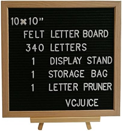 Black Felt Letter Board 10" x10" , Message Board Sign With 340 Letters&amp;Numbers&amp;Special Characters + Display Stand+ Letter Storage Bag + Wall Mount Perfect for Baby’s Photo Shoot