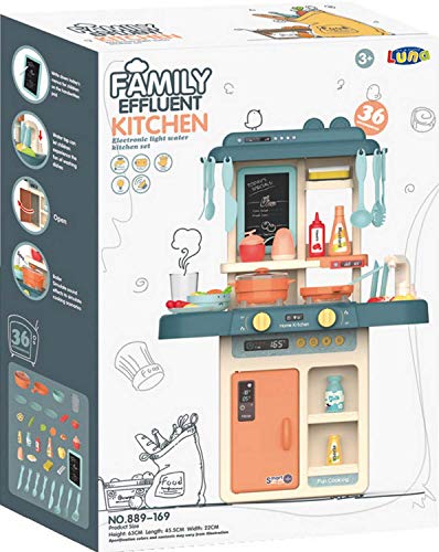 JT-Lizenzen Luna Spielküche Kinderküche mit Wasser Licht Sound und 36-TLG. Koch Zubehör Petrol +3J – Bild 3