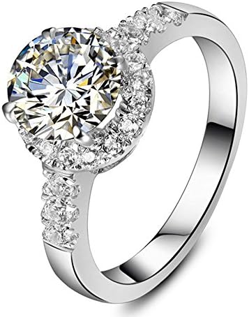 2CT Excellent Round NSCD Simulated Diamond Ring Women Solid Silver Jewelry Ring Engagement Jewelry