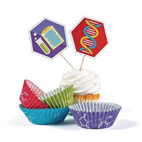 Fun Express Science Party Cupcake Liners with Picks Pack of 50