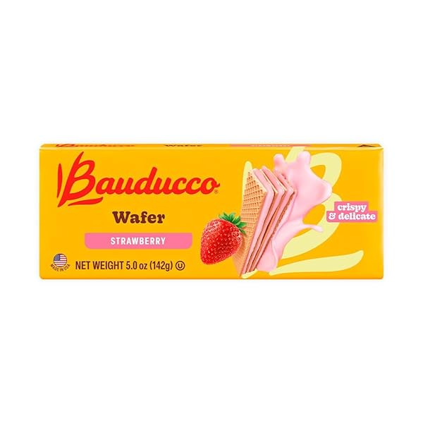 BAUDUCCO STRAWBERRY WAFERS – CRISPY WAFER COOKIES WITH 3 DELICIOUS, INDULGENT, DECADENT LAYERS OF STRAWBERRY FLAVORED CREAM – DELICIOUS SWEET SNACK OR DESERT – 5.0 OZ (PACK OF 1)