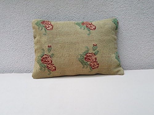 Floral Needlepoint Tapestry Aubusson Large Kilim Rug Pillow Cover 14'' X 20''