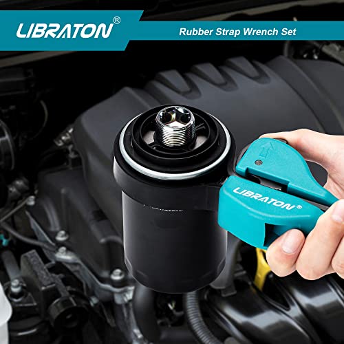 LIBRATON Rubber Belt Wrench, Adjustable Belt Wrench, 2 Pieces Oil Filter Belt Wrench, Multifunction Belt Wrenches