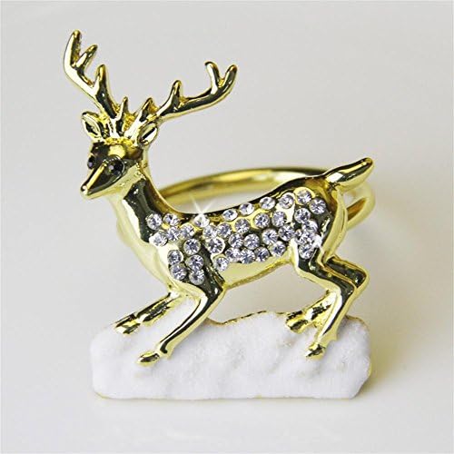 TOYM US- Set Of 2 Christmas Napkin Buckle Gold Deer Meal Deduction